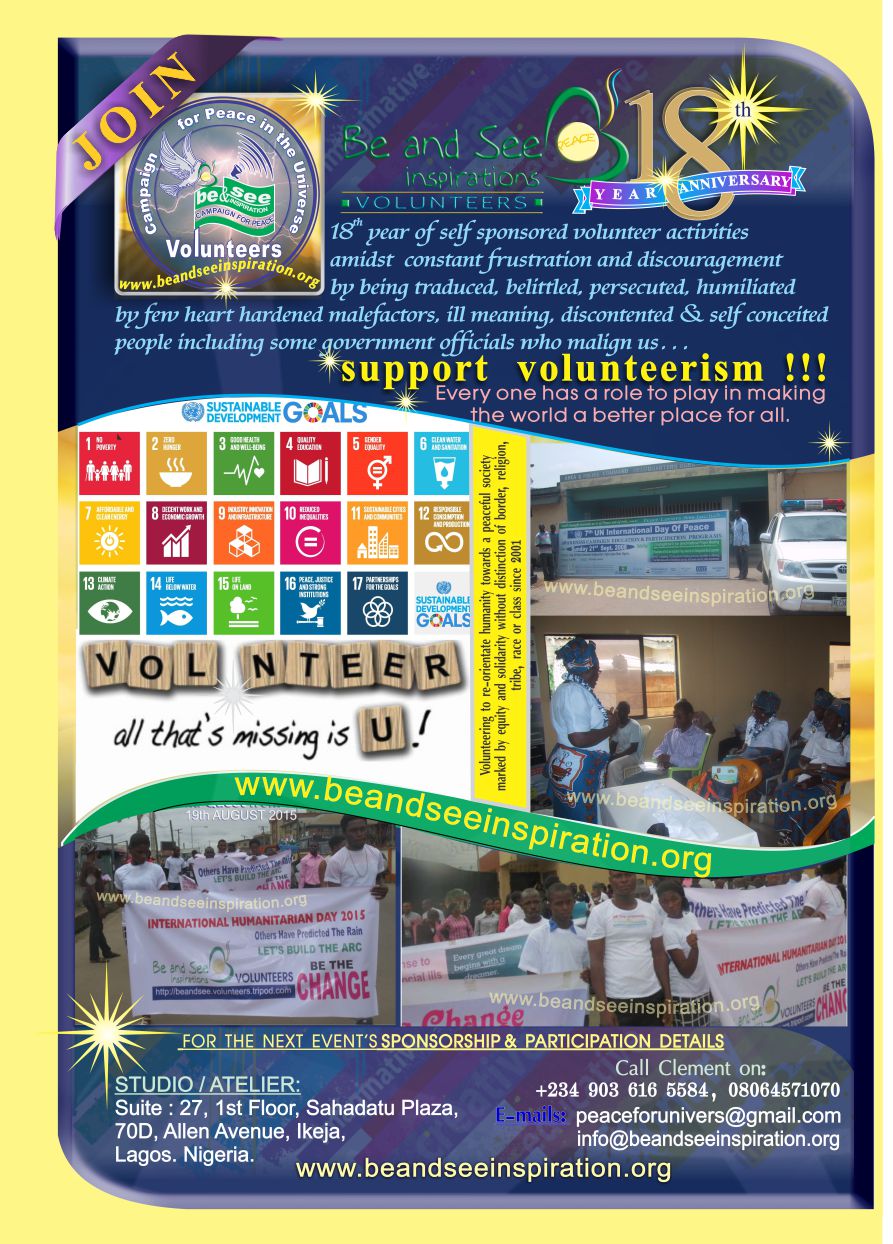 18th year of Be and see Inspiration volunteer campaign for peace